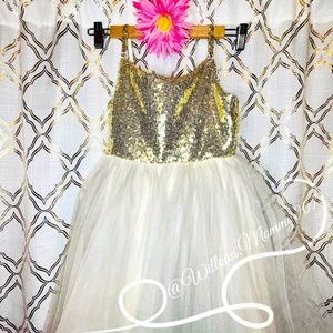 Gorgeous Girl’s Formal Gown, Cream & Gold Sequin